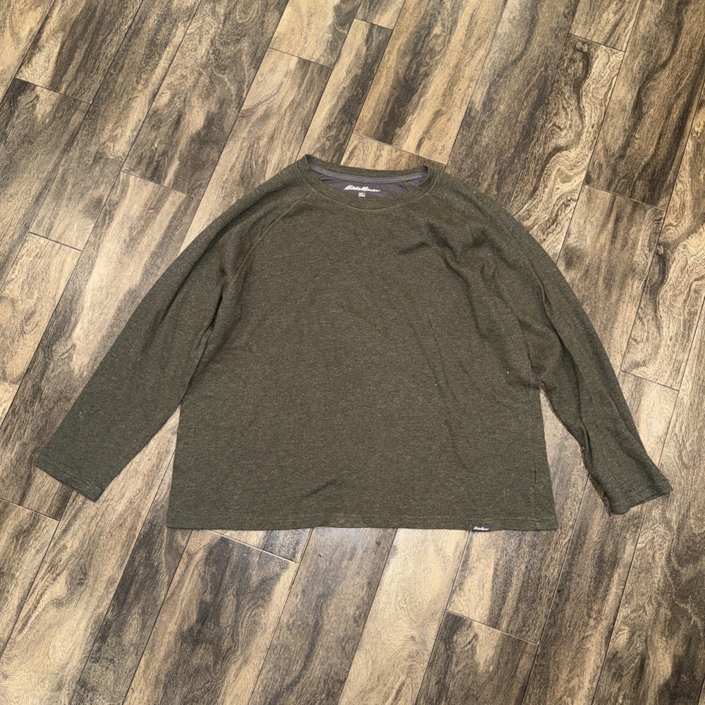 Eddie Bauer Fleece Crewneck Pullover Sweater Olive Green Men's Size XL